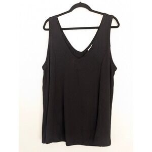 Ava & Viv Womens 2X Black V-Neck Sleeveless Knit Tank Top VN1042782